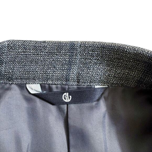 Galaxy Lifestyle Mens Wool Blend Plaid 2 Button Blazer Dark Gray Blue Made Korea - Picture 10 of 13